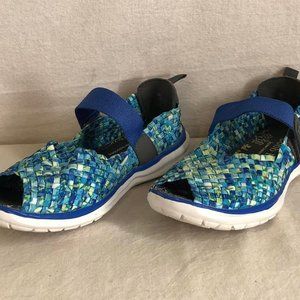 Size 8 Women's Cobb Hill By: Balance Blue Green Woven Adjustable Strap Shoes/San